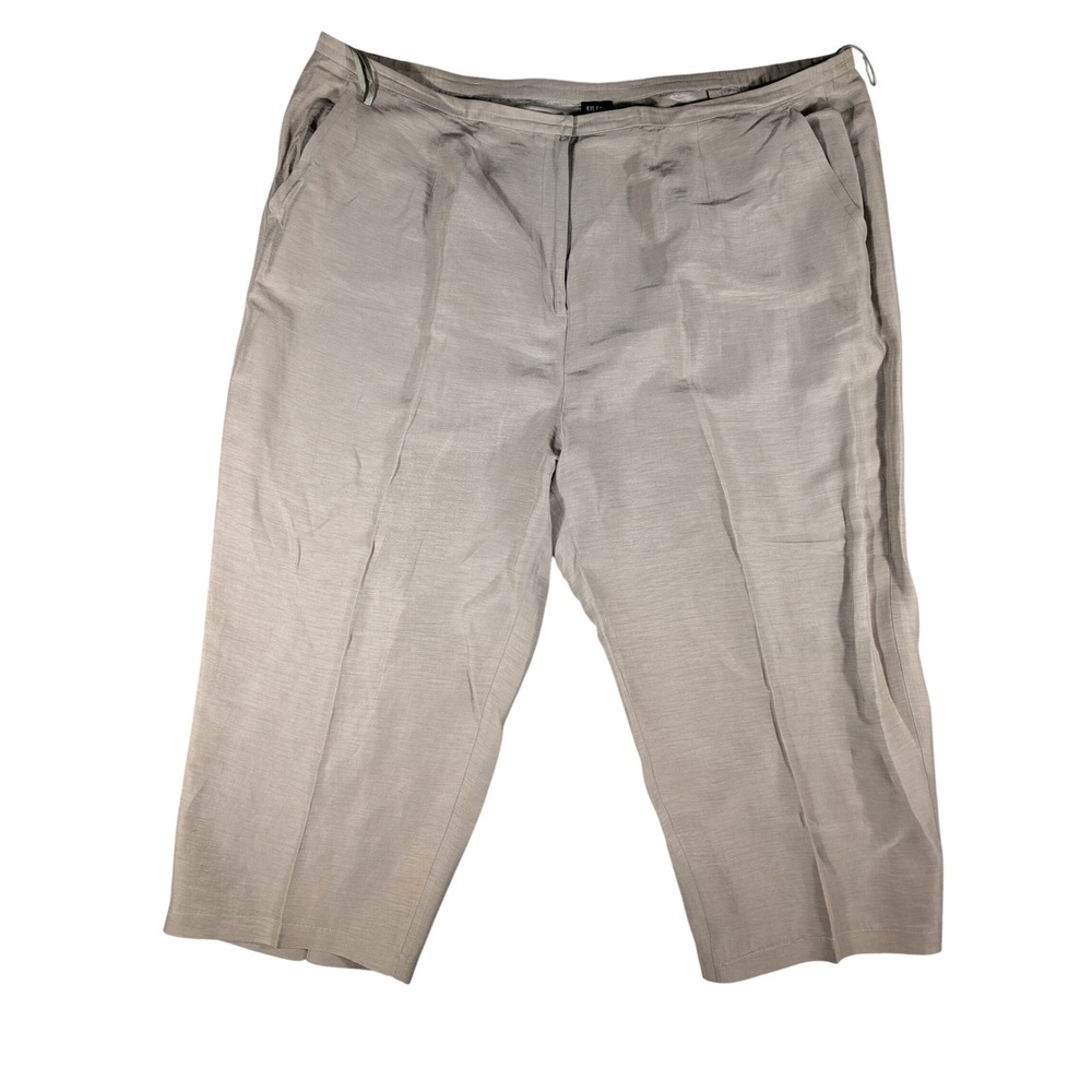 Eileen Fisher Women's 3X Taupe Beige Textured Silk Blend Straight Leg Crop Pants